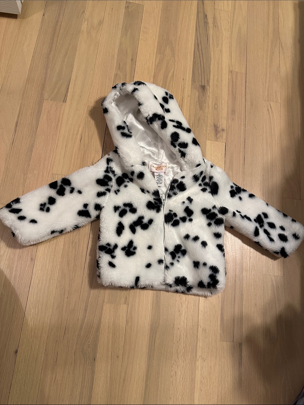 Faux Fur Dalmatian Hoodie Jacket for Kids - White/Black